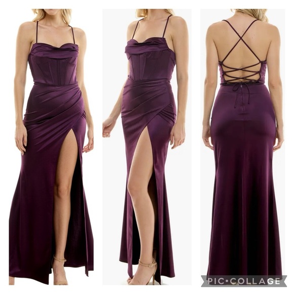 Speechless Dresses & Skirts - 🎀 SPEECHLESS from Nordstrom Satin Corset Ruched Long Dress gown NWOT